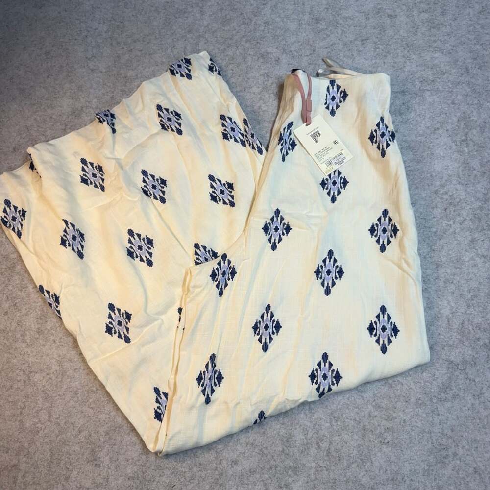Blissful Blues Natalie Diamond Pants Size 8 Blue Cream Wide Leg